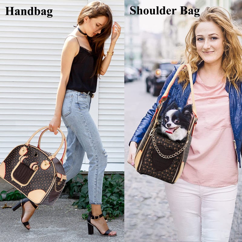 Adriene's Choice Luxury Pet Carrier, Puppy Small Dog Carrier, Cat Carrier Bag, Waterproof Premium PU Leather Carrying Handbag for Outdoor Travel Walking Hiking Shopping - Image 4